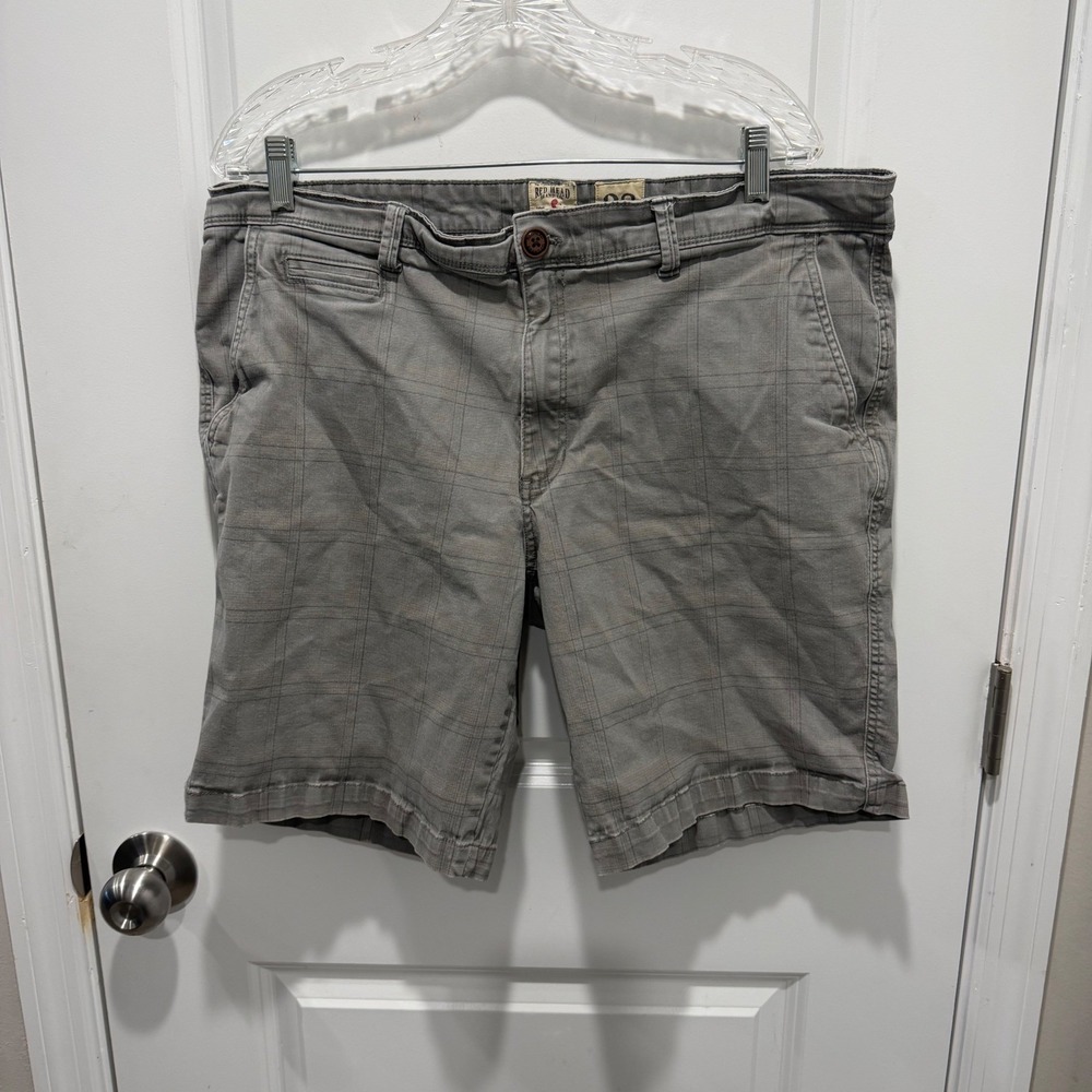 RedHead Mens Shorts Windowpane Plaid Gray‎ Size 38